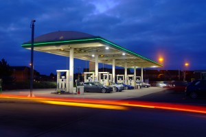 gas station at night